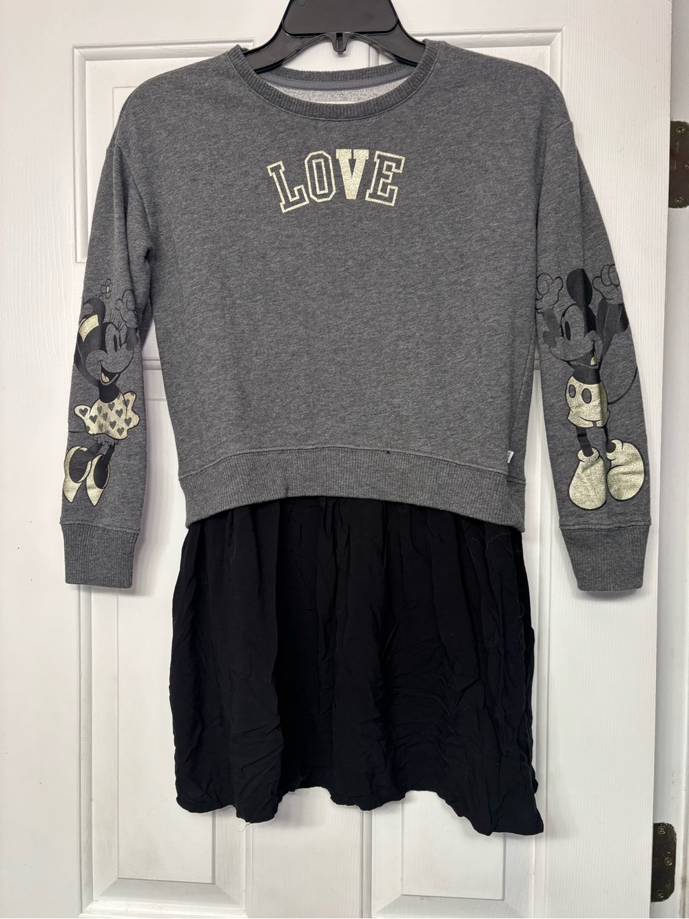 ❗️3/$15❗️Disney Kids' Gray 'LOVE' Sweatshirt Dress with Black Skirt